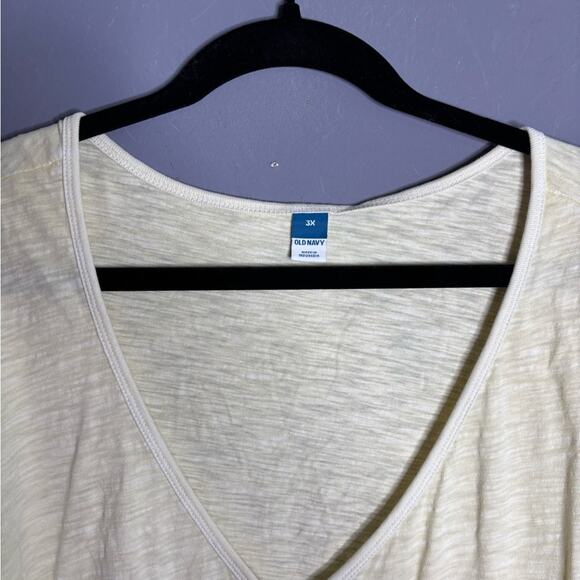 Old Navy Yellow V Neck Button Front Short Sleeve Cotton Top 3X - Picture 3 of 7